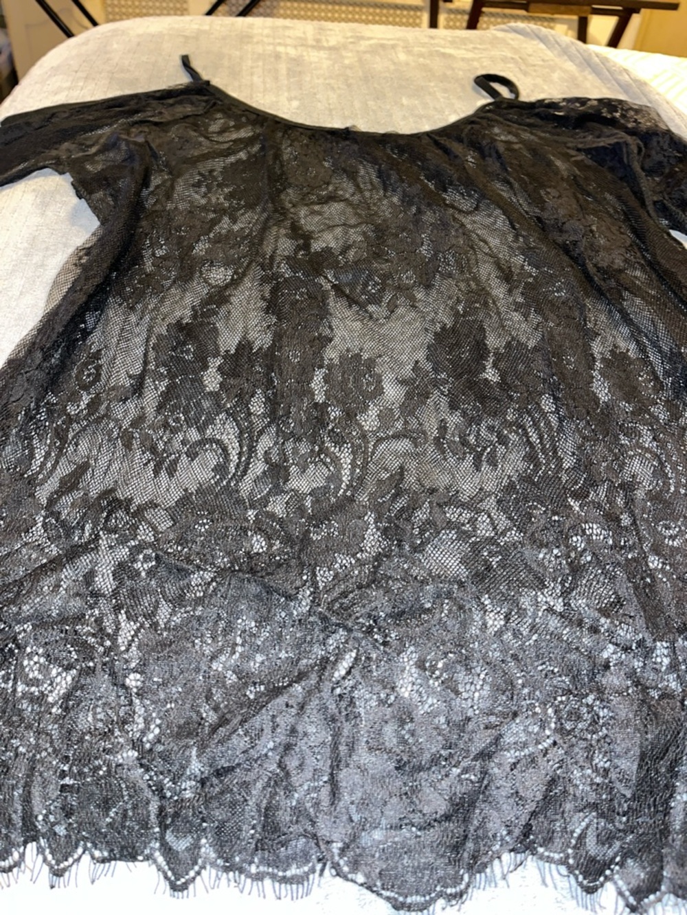 Daisy Fuentes Black Lace Chemise Slip
